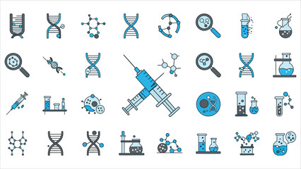 Fototapeta premium Genetic Editing dualtone icon set