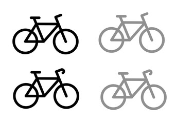 Set of bicycle icons. Bicycle icons in black and grey outlines, featuring flat design style for transportation and cycling concepts