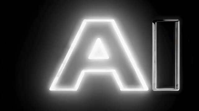 A futuristic video showcasing a neon-lit AI logo on a sleek black background, symbolizing innovation and technology in a modern digital age.