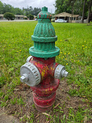 Fototapeta premium Weathered and Deteriorated Fire Hydrant with Peeling Paint