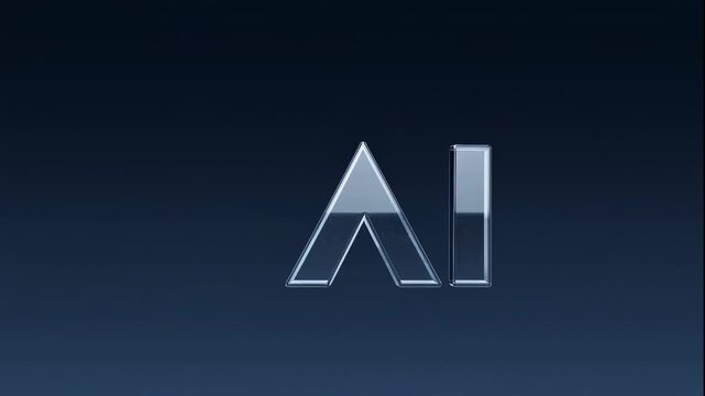 A futuristic video showcasing a neon-lit AI logo on a dark blue gradient background with a sense of innovation and technology