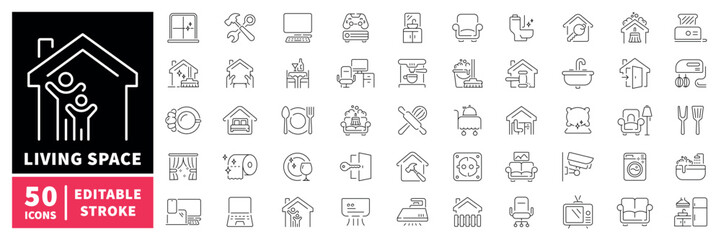 Living space editable line icons set. home and furniture symbols © Jocelyn_Flores