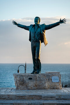 Statue of Domenico Modugno, Polignano a mare, Apulia, Italy
