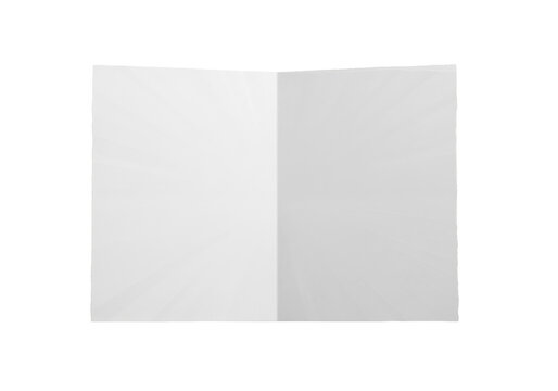 Open blank book spread with two empty pages isolated on transparent background for print layout mockup, catalog or magazine insert template with copyspace for text placement in publishing