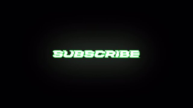 Animated Green Subscribe Text on Digital Transparent Background