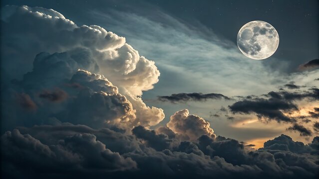 Majestic Moon Over Stormy Clouds