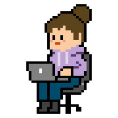 Fototapeta premium Woman Working On Laptop Sitting