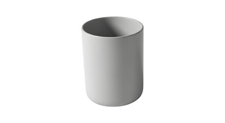Simple Gray Cylindrical Cup or Container, Isolated on White Background, Blank Mockup