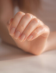 close up of female a hand after a manicure