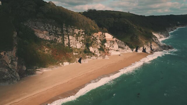 Aerial view of Slapton Sands beach, Devon, UK