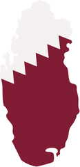 Qatar Map Silhouette in National Flag Colors