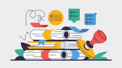 Stack of legal documents being reviewed and approved, contract validation and compliance concept