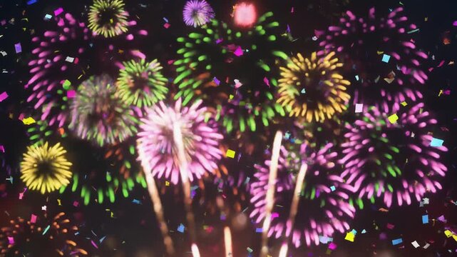 花火背景紙吹雪夏祭年越動画