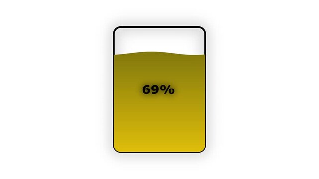 Rectangular progress bar showing thirty one percent filled with bright red liquid on a clean white background with soft shadow effect Keywords: progress bar, loading bar, battery