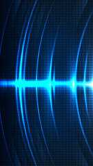 Futuristic Blue Digital Waveform and Neon Grid Background for Technology and Data Visualization