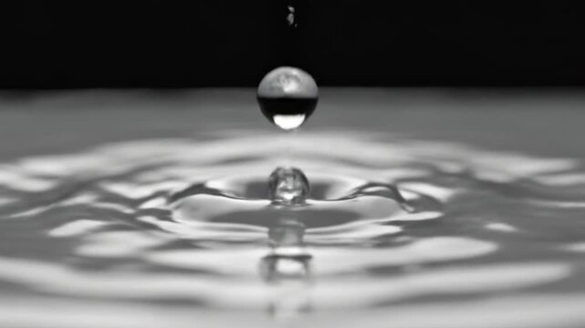 Droplet Impact Creating Ripples on a Surface with Abstract Visuals and Blurred Background