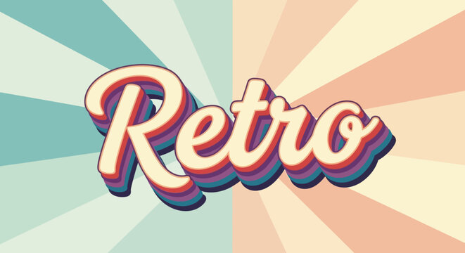 Retro Word Art with 70s Style Sunburst Background