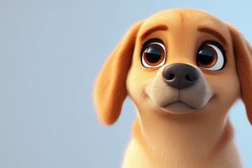 Adorable Cartoon Dog Character Closeup Portrait.