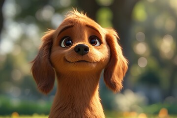 Animated Dog Character in Outdoor Setting.