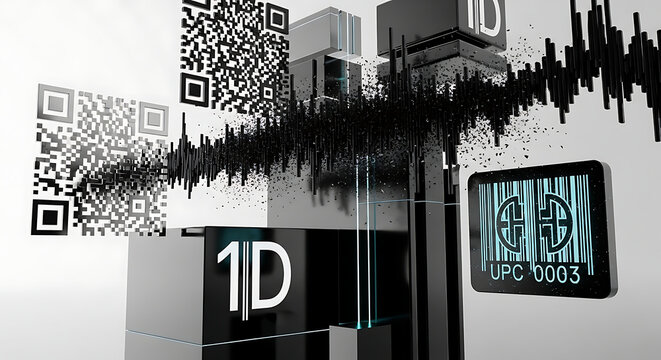 digital data processing qr codes barcodes and 1d identity elements in a tech environment for info flow.