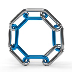 Connected metal chain ring teamwork and unity concept
