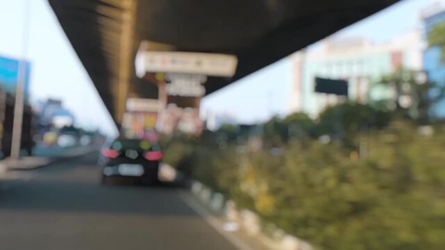 View of traffic in Gurugram city, rush hour in Indian city