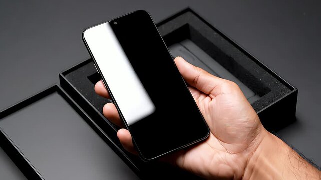 Unboxing Premium Smartphone from Sleek Black Box