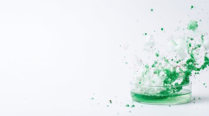 An explosion of vibrant colored powders in a dish creates a dynamic visual, symbolizing creativity and experimentation in a captivating and artistic manner.