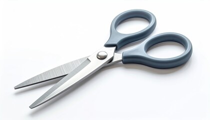 Fototapeta premium Pair of Modern Grey Handled Scissors on a White Background