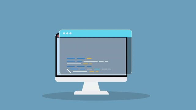 Desktop monitor displaying programming code editor interface, representing software development, coding environment, and digital technology workspace.
