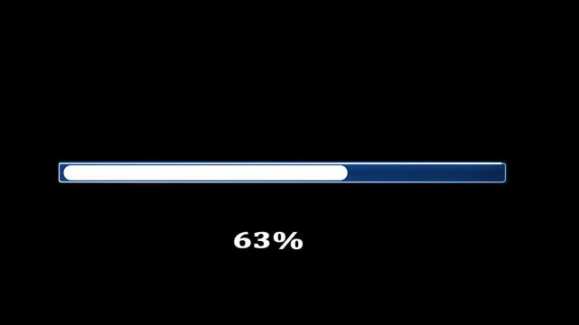 Loading Progress Bar Animation 0 to 100 Percent on Dark Background