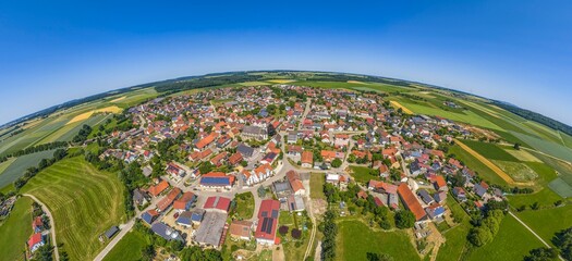 Pfahlheim, Stadtteil von Ellwangen in Baden-W&uuml;rttemberg aus der Vogelperspektive
