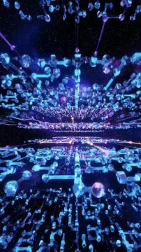 An immersive digital visualization showcasing flowing data streams and luminous light trails evoking a futuristic cyberspace environment.