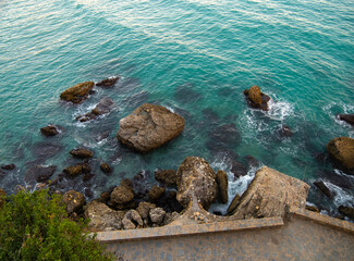 Turquoise Sea Rocks from Balcon de Europa Nerja