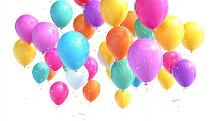 Colorful balloons float in the air at a celebration with confetti and joy all around during an afternoon event