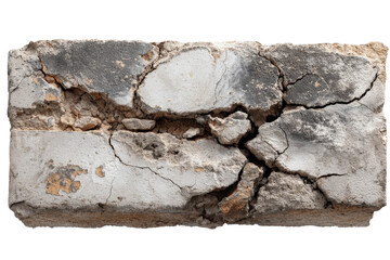 Old brick with cracks and peeling surface showing signs of wear over time in a simple setting