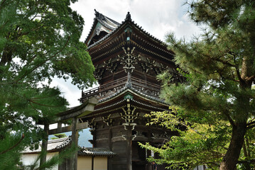 嵯峨釈迦堂　仁王門と松　(京都市右京区)