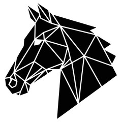Head of horse logo in flat polygonal style