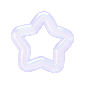 ゆめかわいい透明ぷるぷる素材 3Dアイコン 穴のあいた星