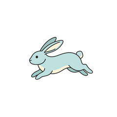 Fototapeta premium Cute Blue Jumping Rabbit Cartoon Vector Illustration