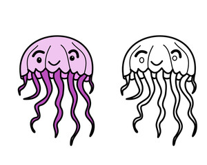J for jellyfish coloring page for kids.education preschool kids.jellyfish vector doodle ..eps © priyasivakumar