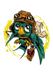 cartoon illustration of a little bird