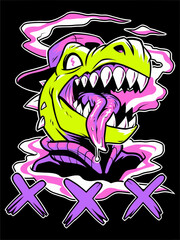 vector illustration of a scary dino