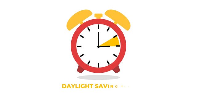 Daylight Saving Time Concept Animation: Animated Clock Spring Forward