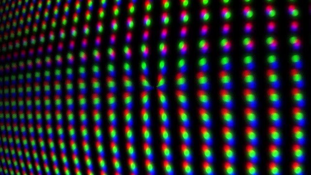 Abstract Moving RGB Pixel Grid on a Digital Screen