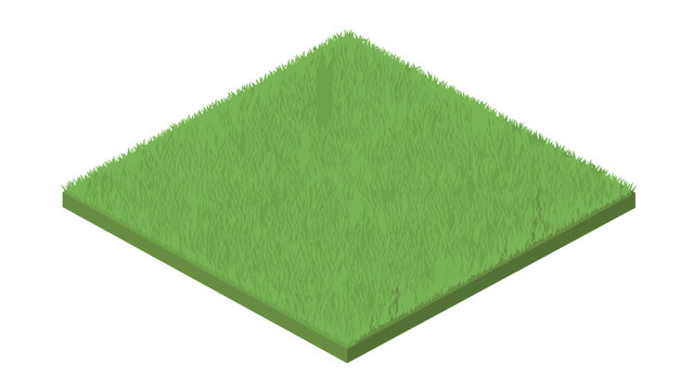 Isometric grass block on white background: 3d nature element for game design