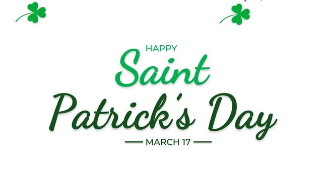 Happy Saint Patrick's Day Animated Greeting Card with Shamrocks and Green Text
