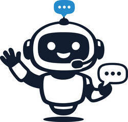 Fototapeta premium Friendly AI Chatbot Vector Illustration with Headset and Speech Bubble