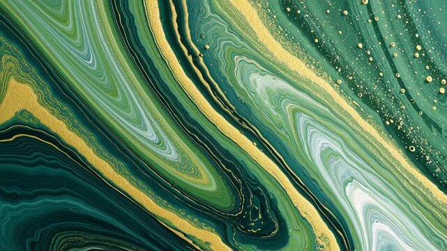 Vibrant green and gold abstract marble texture background