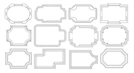 Obraz premium a versatile set of elegant decorative labels and frames featuring ornate borders in various classic shapes perfect for sophisticated graphic design and vintage branding projects.